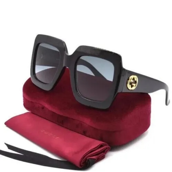 NEW GUCCI GG0053SN 001 OVERSIZED WOMEN’S BLACK SQUARE SUNGLASSES - Picture 8 of 9